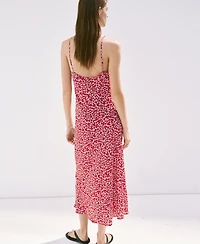 Mango Women's Floral Midi Thin-Strap V-Neck Dress