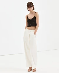 Mango Women's Straps Fine-Knit Crop Top