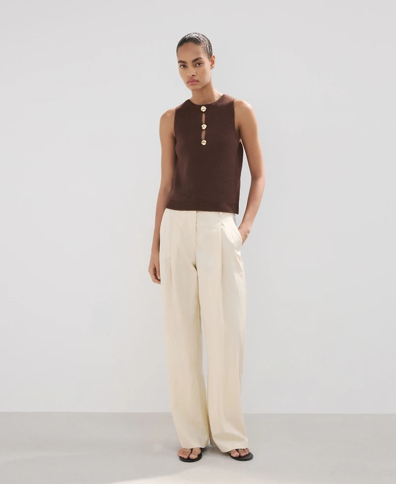 Mango Women's Bead Detail Knit Top