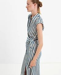Mango Women's Striped Scarf Midi Shirt Dress