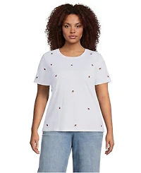 Lands' End Plus Relaxed Supima Cotton Embroidered Crew Neck T-Shirt
