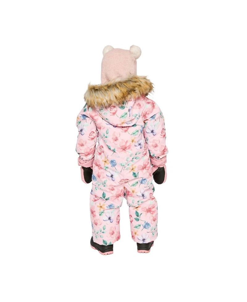 Deux par Baby Girls One Piece Snowsuit Adapted for Car Seats Floral Print