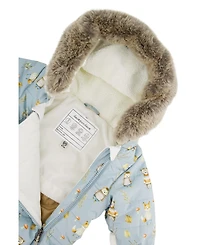 Deux par Baby Boy One Piece Snowsuit Adapted for Car Seats Animal Print