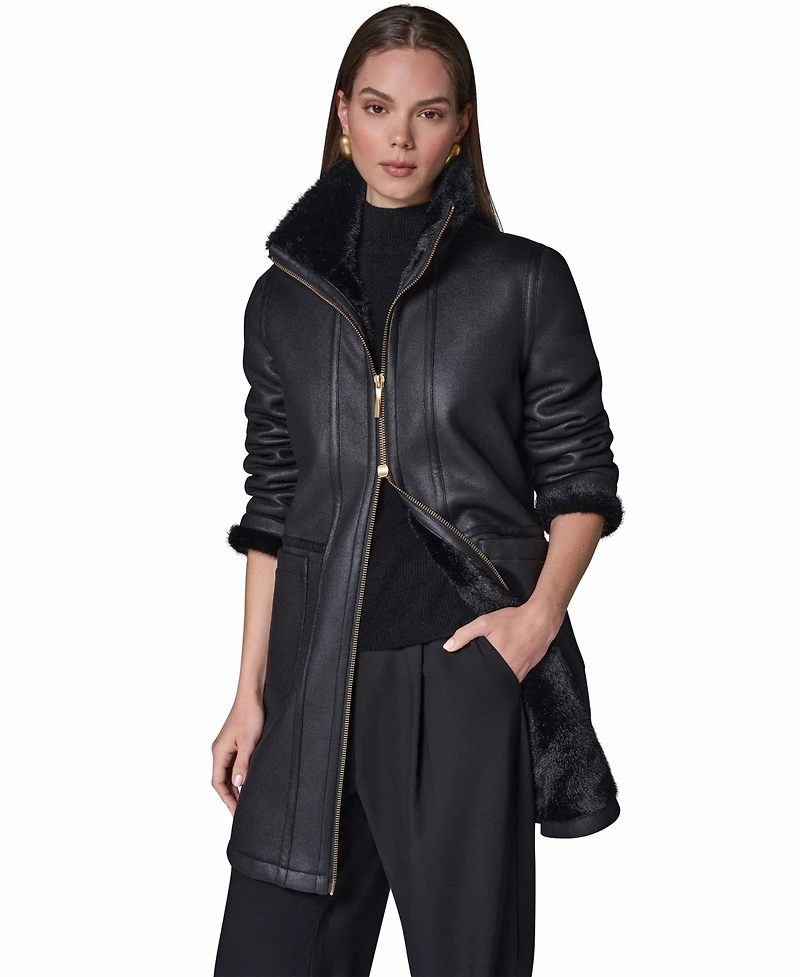 Donna Karan New York Women's Faux Shearling Coat