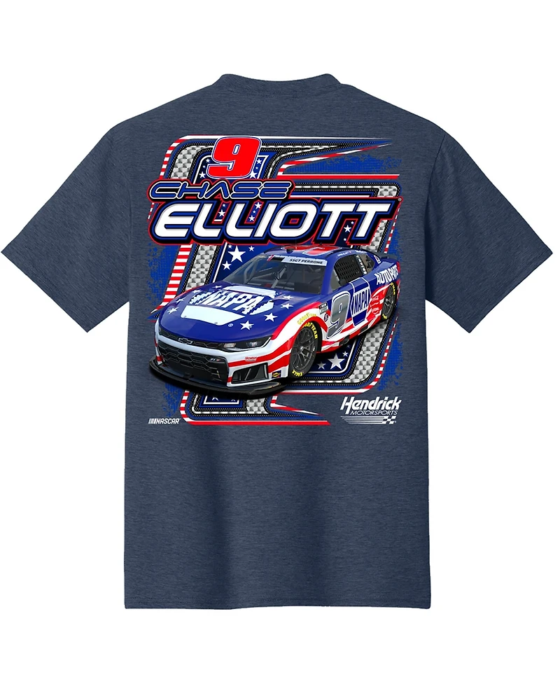 Classic Ink Men's Heather Navy Chase Elliott Napa Patriotic Car T-Shirt
