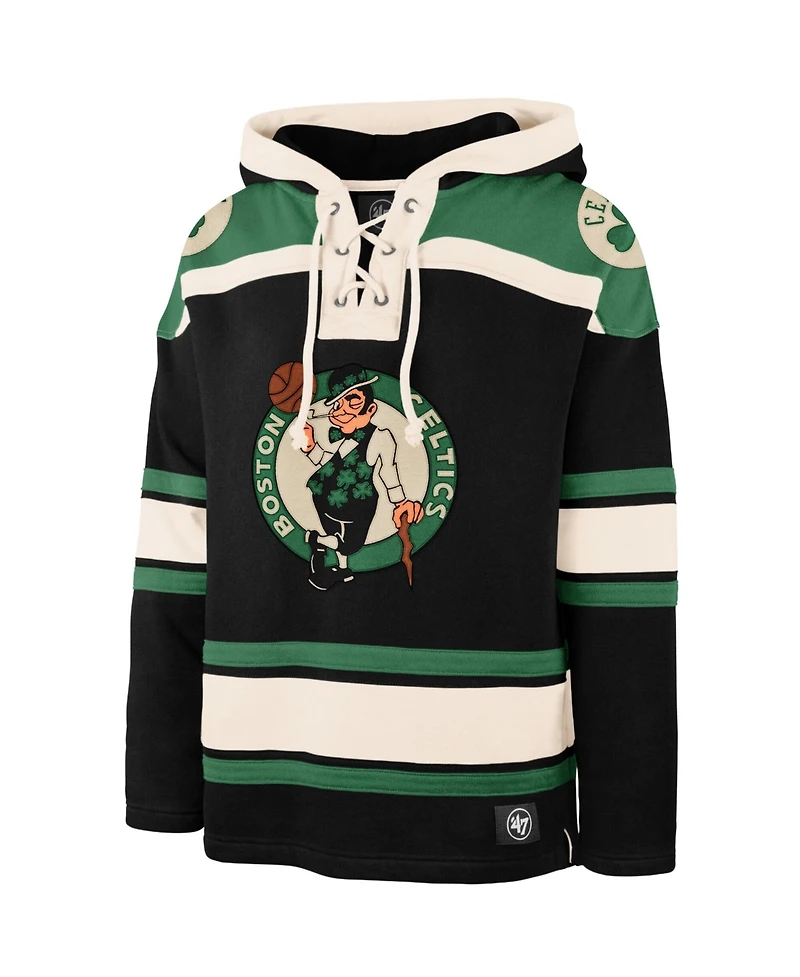 '47 Brand Men's Black Boston Celtics Logo Superior Lacer Hoodie