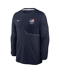 Nike Men's Navy Team Usa Coaches Uv Dri-fit Long Sleeve Shirt