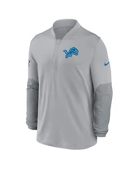 Nike Men's Gray Detroit Lions Sideline Dri-fit Half-Zip Pullover Jacket