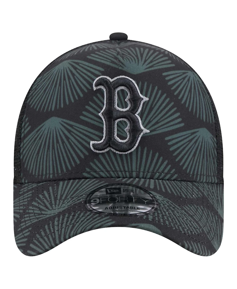New Era Men's Black Boston Red Sox 9FORTY A-Frame Trucker Adjustable Hat
