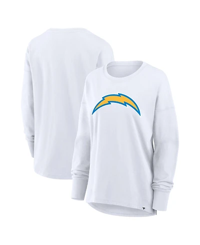 Fanatics Women's White Los Angeles Chargers Relaxed Hip Essential Long Sleeve T-Shirt