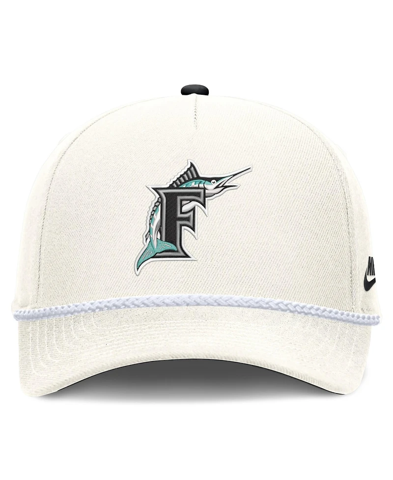 Nike Men's Cream Florida Marlins Cooperstown Collection Rise Adjustable Hat