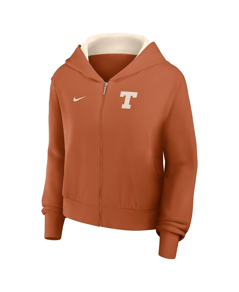 Nike Women's Texas Orange Longhorns Mantra Cropped Full-Zip Hoodie