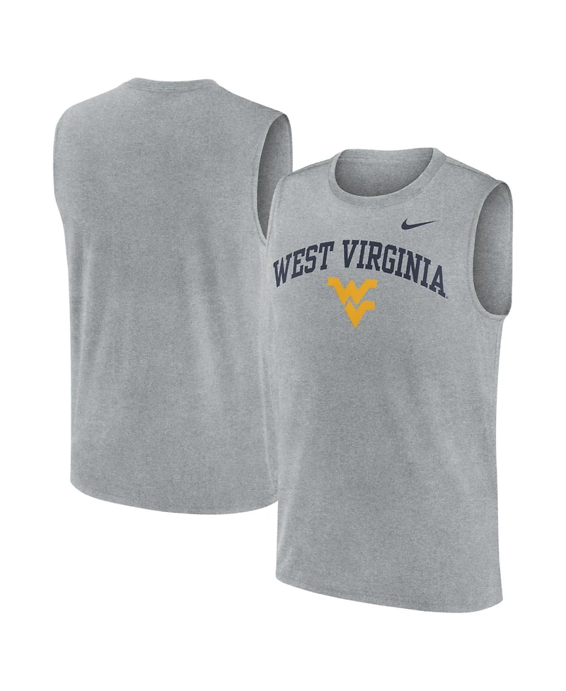 Nike Men's Heather Gray West Virginia Mountaineers Primetime Legend Arch Dri-fit Muscle Tank Top