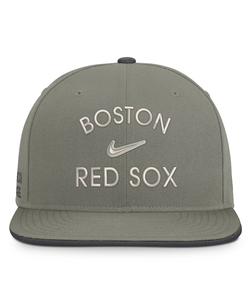 Nike Men's Olive Boston Red Sox Pro Dri-fit Snapback Hat