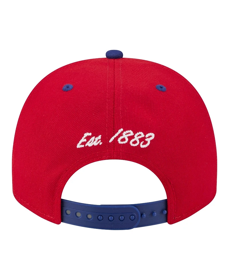New Era Men's Red/Royal Philadelphia Phillies Arched A-Frame 9FIFTY Adjustable Hat
