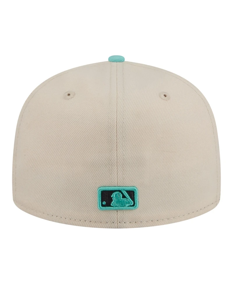New Era Men's Light Beige/Turquoise Texas Rangers Two-Tone Color Pack 59FIFTY Fitted Hat
