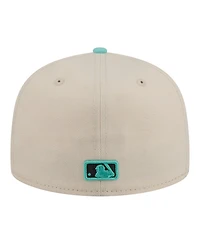 New Era Men's Light Beige/Turquoise Texas Rangers Two-Tone Color Pack 59FIFTY Fitted Hat