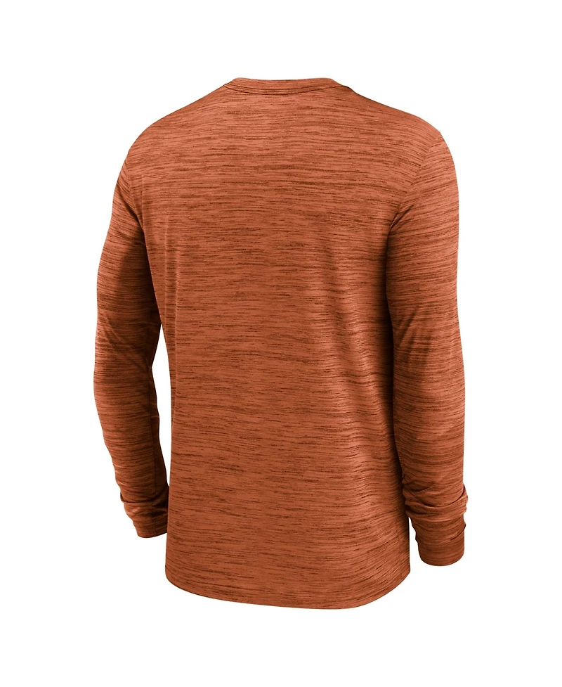 Nike Men's Texas Orange Longhorns Sideline Velocity Dri-fit Long Sleeve T-Shirt