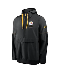 Nike Men's Black Pittsburgh Steelers Sideline Logo Glory Anorak Half-Zip Hoodie