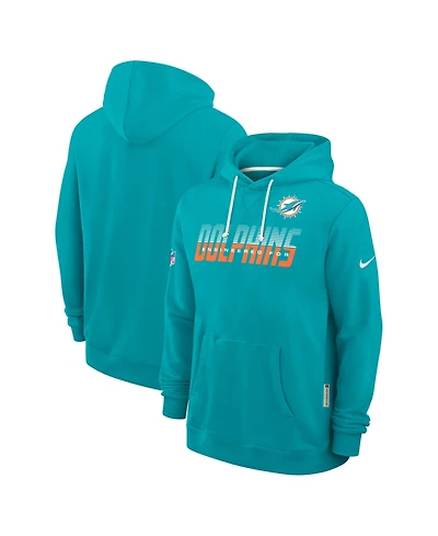 Nike Men's Aqua Miami Dolphins Sideline Standard Issue Top Prospect Dri-fit Hoodie
