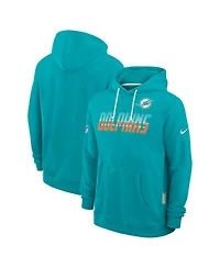 Nike Men's Aqua Miami Dolphins Sideline Standard Issue Top Prospect Dri-fit Hoodie
