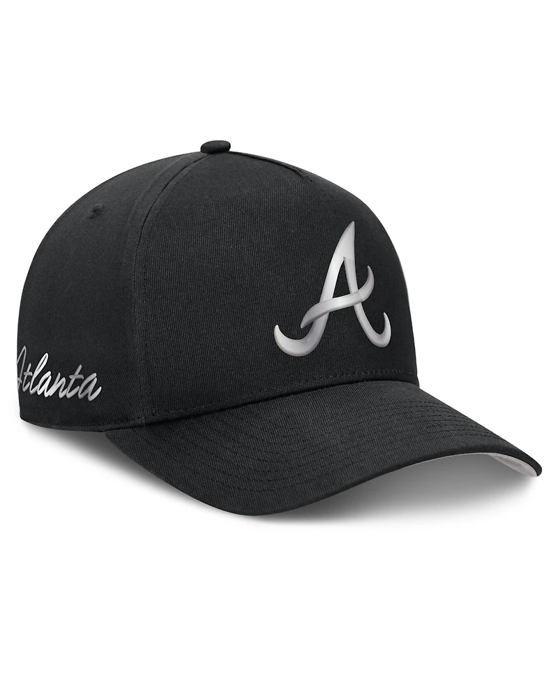 Nike Men's Black Atlanta Braves Rise Dri-fit A-Frame Adjustable Hat