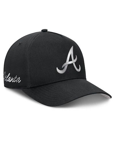 Nike Men's Black Atlanta Braves Rise Dri-fit A-Frame Adjustable Hat