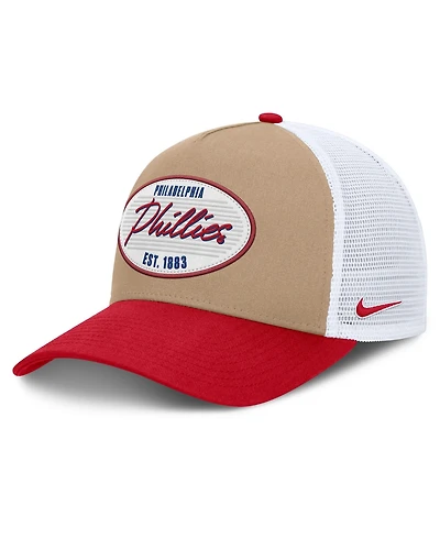 Nike Men's Khaki/Red Philadelphia Phillies Rise A-Frame Trucker Adjustable Hat