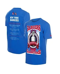 New Era Men's Blue York Rangers Stanley Cup Trophy Graphic T-Shirt
