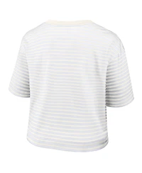 Nike Women's Yellow/Cream Philadelphia Eagles Striped Cropped T-Shirt