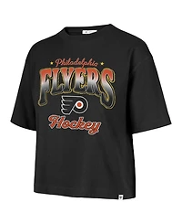 '47 Brand Women's Black Philadelphia Flyers Vibe Check Reed City Cropped T-Shirt