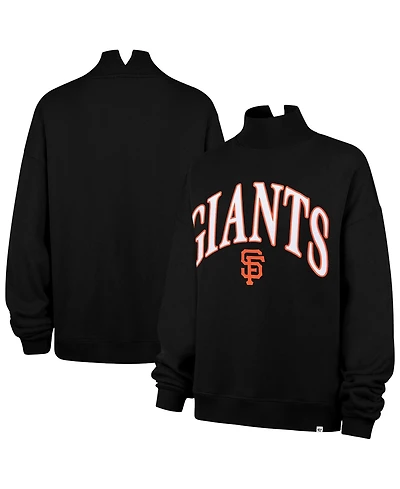 '47 Brand Women's Black San Francisco Giants Oversized Vantage Mock Neck Sweatshirt