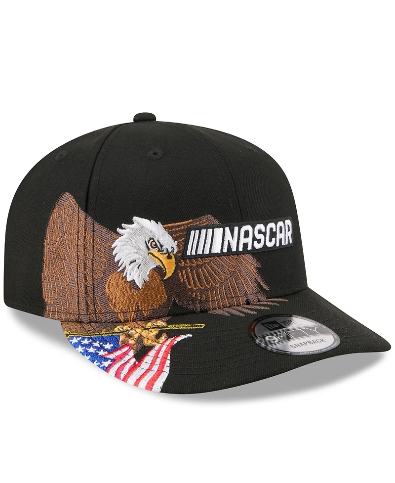 New Era Men's Black Nascar Patriotic Eagle Flag A-Frame 9FIFTY Snapback Hat