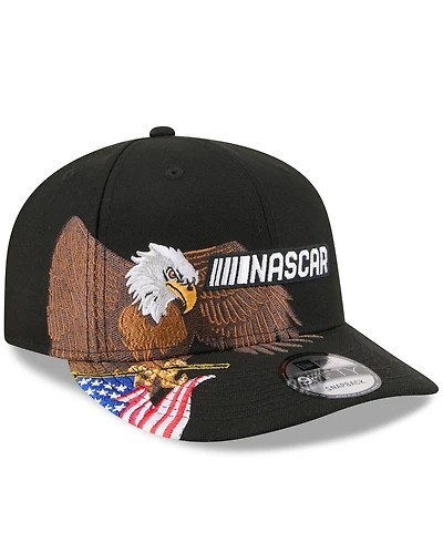 New Era Men's Black Nascar Patriotic Eagle Flag A-Frame 9FIFTY Snapback Hat