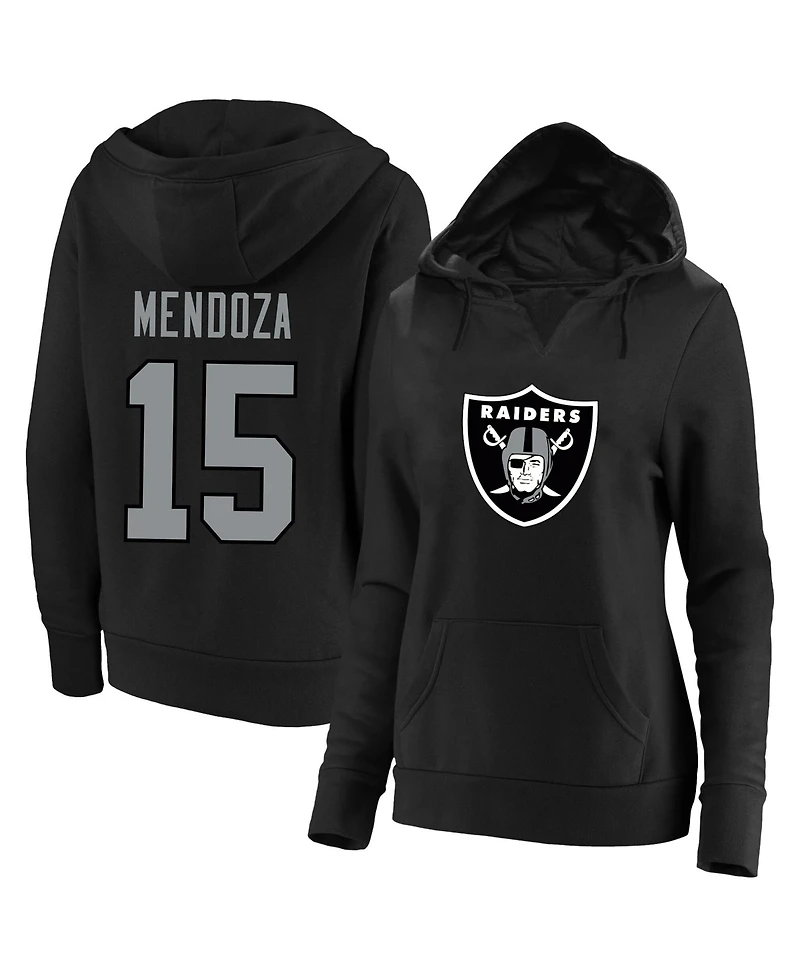Fanatics Women's Fernando Mendoza Black Las Vegas Raiders Plus Player Name & Number V-Neck Hoodie