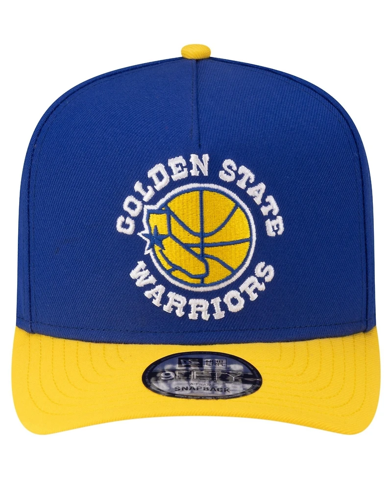 New Era Men's Royal/Gold Golden State Warriors 80s Throwback A-Frame 9FIFTY Snapback Hat
