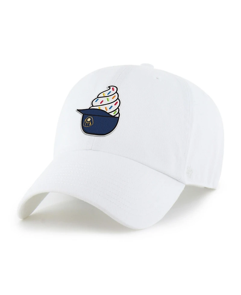 '47 Brand Preschool White Milwaukee Brewers Ice Cream Helmet Clean Up Adjustable Hat