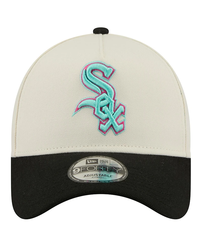 New Era Men's Cream Chicago White Sox Stadium Chrome 9FORTY A-Frame Adjustable Hat
