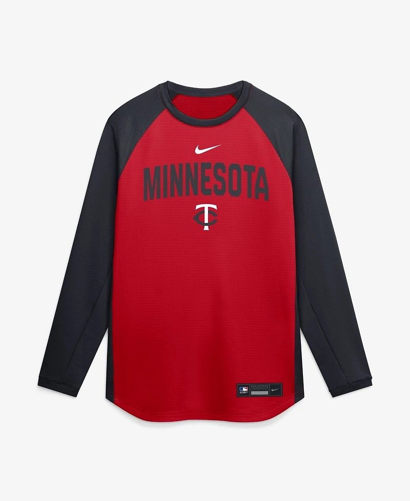 Nike Men's Red Minnesota Twins Authentic Collection Raglan Dri-fit Sweatshirt
