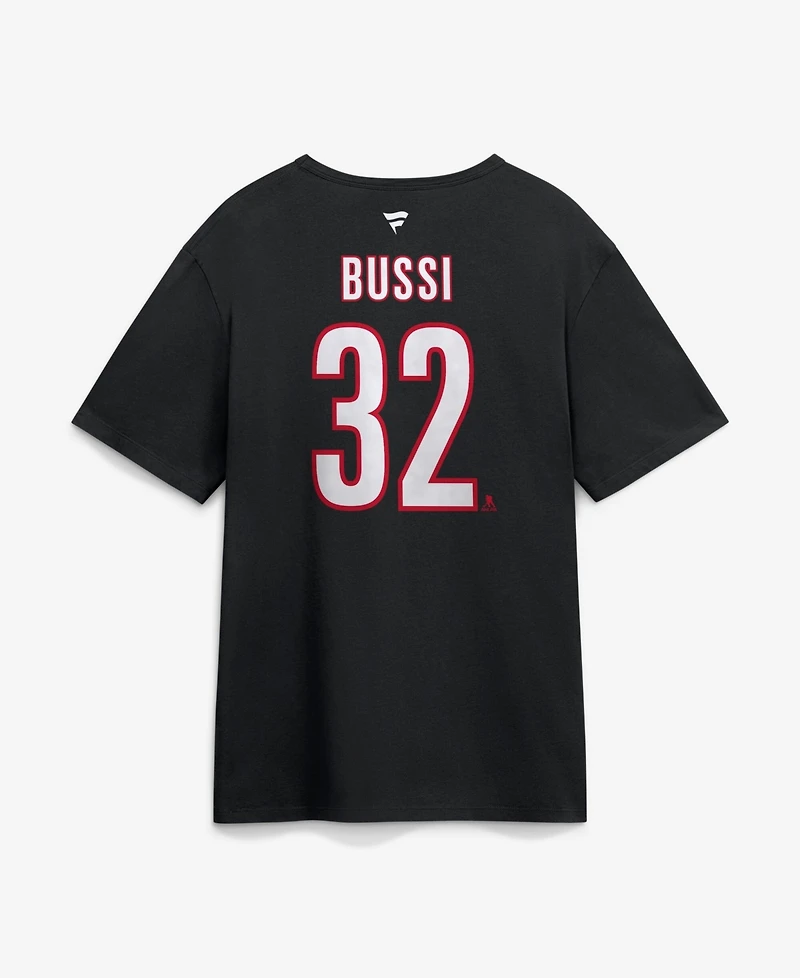 Fanatics Men's Brandon Bussi Black Carolina Hurricanes Authentic Stack Name & Number T-Shirt