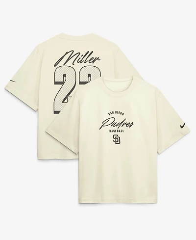 Nike Women's Mason Miller Cream San Diego Padres Premium Essentials Boxy Name & Number T-Shirt