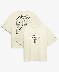Nike Women's Mason Miller Cream San Diego Padres Premium Essentials Boxy Name & Number T-Shirt