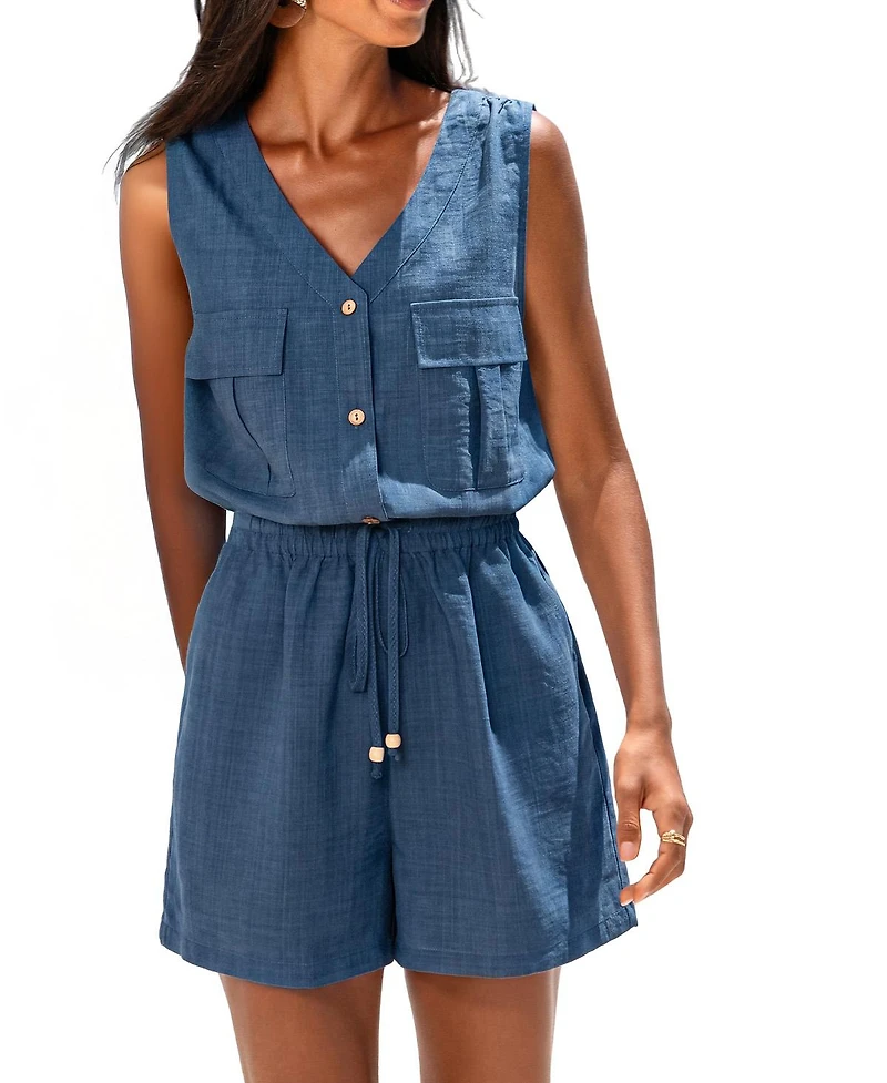 Cupshe Women's Ava V-Neck Sleeveless Romper