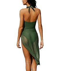 Cupshe Women's Gentle Breeze Halter One-Piece Swim and Sarong Cover-Up Set