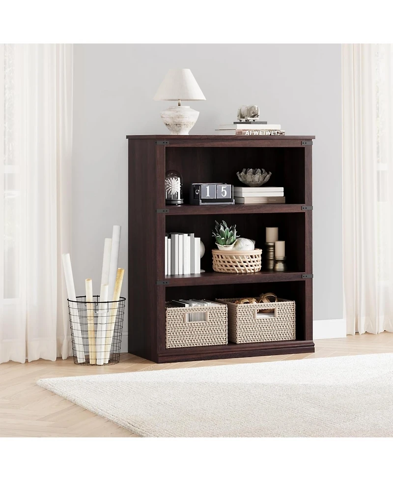 homfan 3-Tier Farmhouse Wooden Bookcase, Tall Open Bookshelf