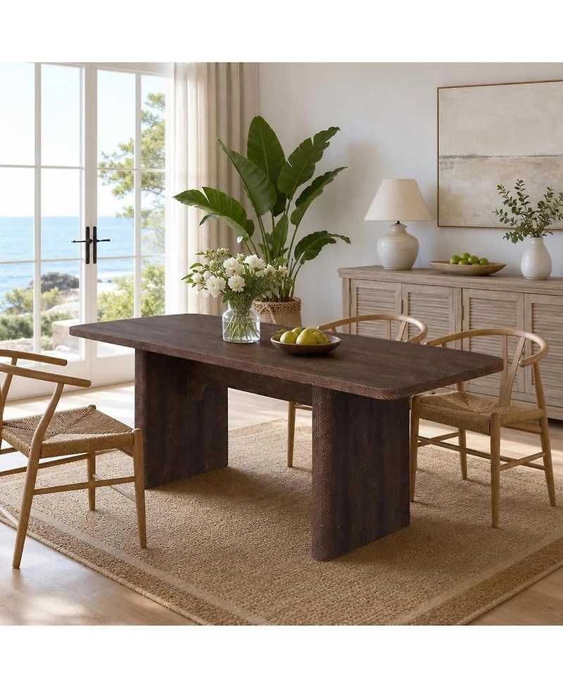 homfan Extendable Dining Table with Rounded Corners, Seats 8-10