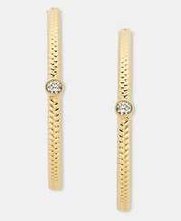 Lauren Ralph Lauren Medium Pave Herringbone Hoop Earrings, 1.6"