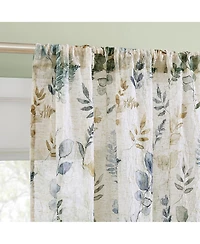 No. 918 Marcella Watercolor Botanical Semi-sheer Rod Pocket Curtain Panel