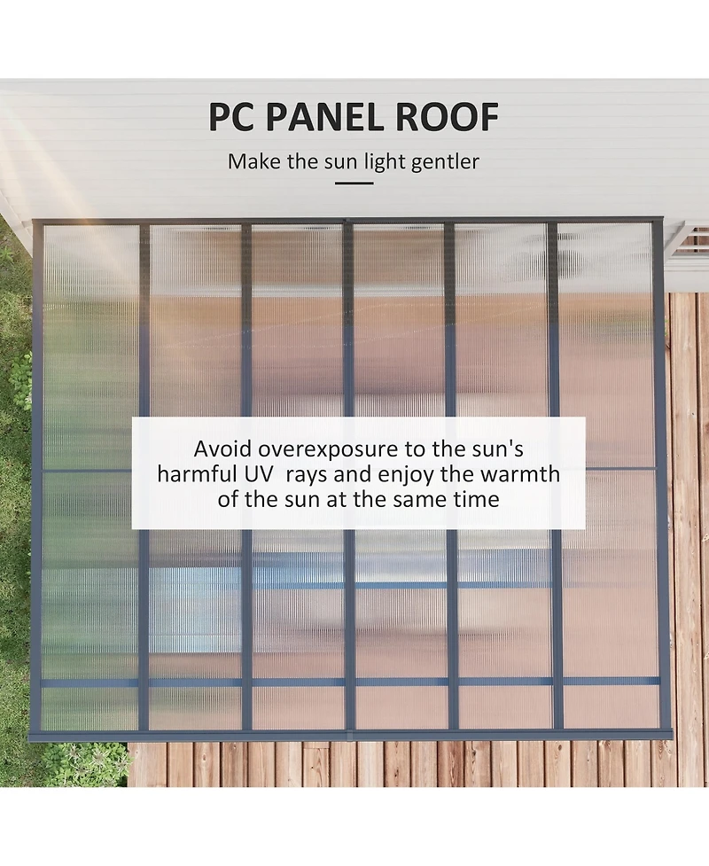 Outsunny 14.5' x 10' Transparent Wall Pergola, Uv Blocking Awning,