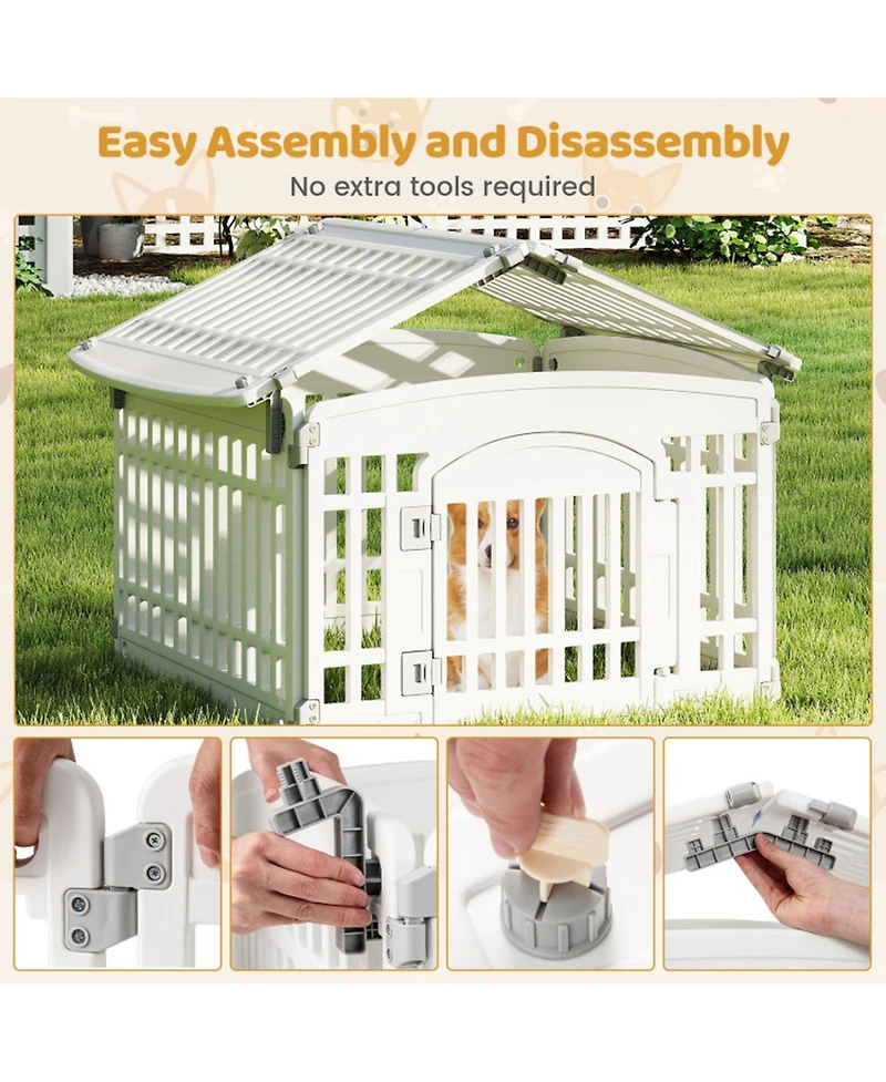 Hongge 6-Panel Plastic Dog Playpen 24 in Indoor Outdoor Pet Fence with Locking Door